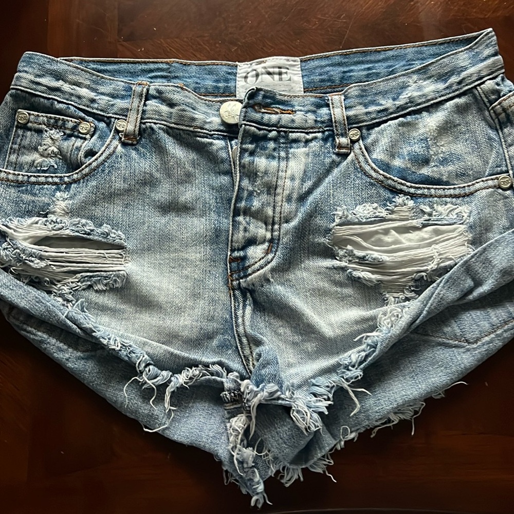 One teaspoon light denim cut off shorts